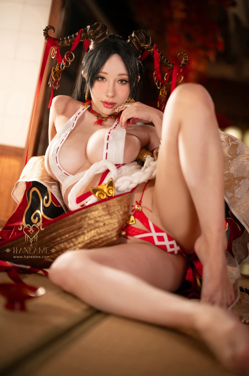 雨波_HaneAme – Lustful Goat Miko邪羊巫女cos照片